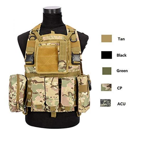 BGJ Airsoft Tactical Vest 7 CP Camo Vest RRV Molle Airsoft Tactical Vest Military Combat Assault Chest Rig Paintball Police Body Armor Hunting Vest
