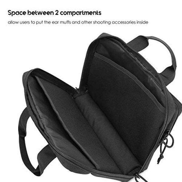 ProCase Pistol Case 2 ProCase Tactical Pistol Case Shooting Range Duffle Bag for Hunting or Shooting Range Sport Bundle with Tactical Pistol Mag Pouch Submachine Gun Magazine Bag for Glock M1911 92F Smith and More -Black