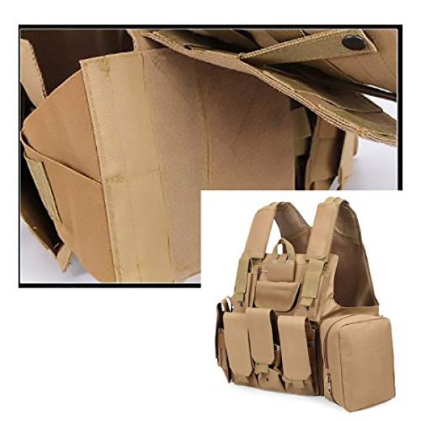 WEQ Airsoft Tactical Vest 2 WEQ Tactical Molle Airsoft Vest Paintball Combat Training Vest Adjustable (Color : Beige)