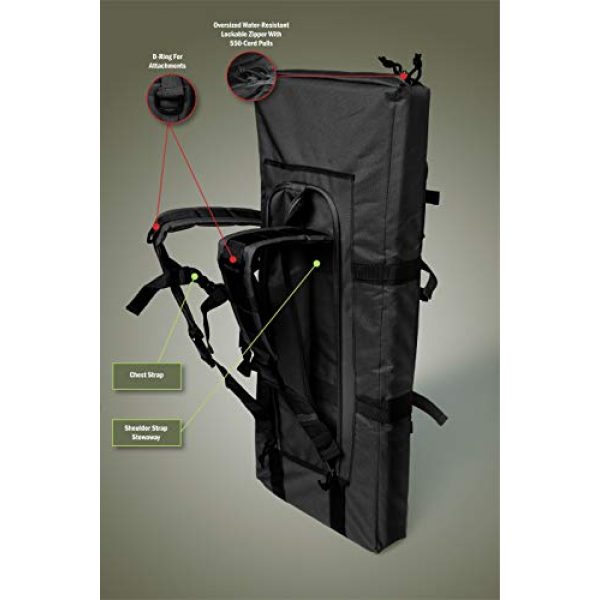 Tacticon Rifle Case 5 Double Rifle Bag | 2 Rifles + 2 Pistols Tuckable Backpack Straps | Combat Veteran Owned Company | Waterproof Padded Lockable Carbine or Long Gun Case
