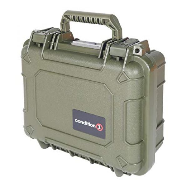 Condition 1 Pistol Case 6 Condition 1 Premium Dual Pistol Hard Case with Foam, Green | 9" x 7" x 4" | Waterproof Case for Handgun and Mags | Pick and Pluck Foam | TSA Ready