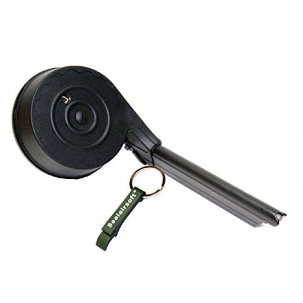 WE Airsoft Gun Magazine 1 WE 50rds Airsoft Metal Drum Magazine For P08 Gas GBB Series Black -Mobile Ring Included