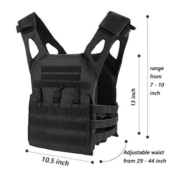 Mlida Airsoft Tactical Vest 3 Mlida Tactical Vest, Modular Lightweight Durable Tactical Gear, Adjustable Ultra-Light Breathable Protection Vest for Outdoor Paintball Training - Black