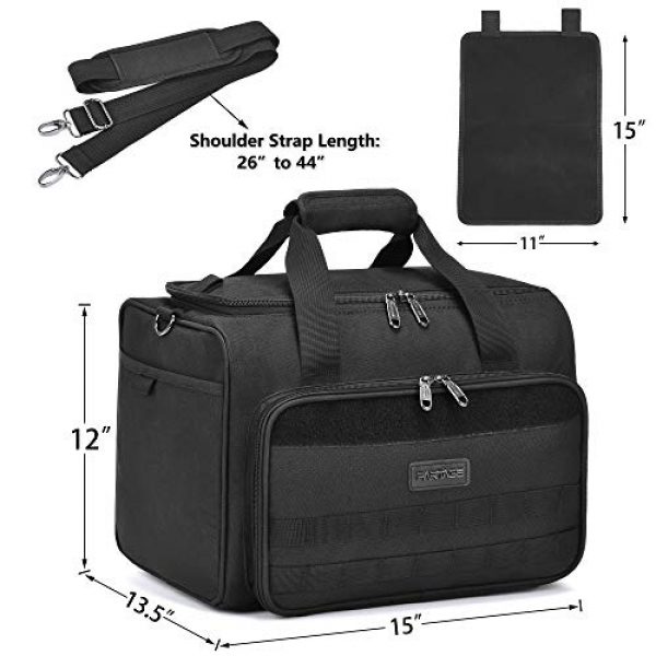Partage Pistol Case 5 Partage Gun Range Bag Deluxe Pistol Shooting Range Duffle Bags with Velvet Cushion -Black