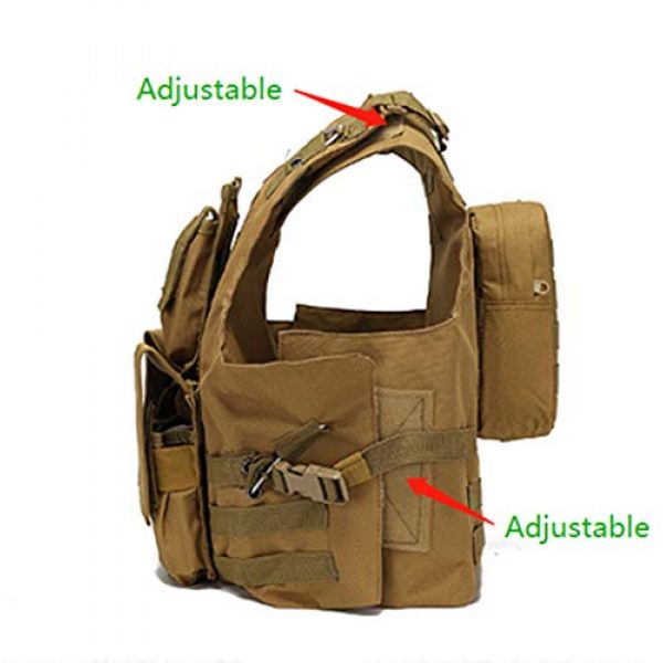 Jipemtra Airsoft Tactical Vest 2 Jipemtra Tactical MOLLE Airsoft Vest Adjustable Paintball Combat Training Vest Detachable (Black)