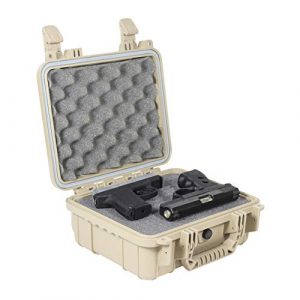 Condition 1 Pistol Case 1 Condition 1 Premium Dual Pistol Hard Case with Foam, Tan | 9" x 7" x 4" | Waterproof Case for Handgun and Mags | Pick and Pluck Foam | TSA Ready