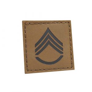 Tactical Freaky Airsoft Morale Patch 1 Coyote IR 2x2 US Army Staff Sergeant SSG E-6 Rank USA Tactical Morale Hook-and-Loop Patch