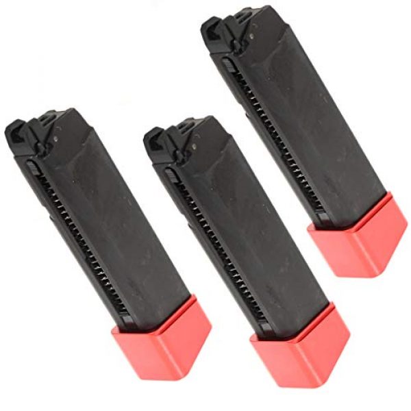 Airsoft Gang Airsoft Gun Magazine 1 Airsoft Parts 3pcs 22rd Gas Mag Metal Magazine for G17 GBB Pistol Black/Red Base