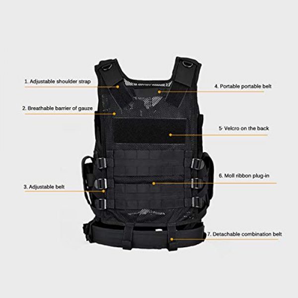 A0ZBZ Airsoft Tactical Vest 4 A0ZBZ Tactical Vest, Multi-Pocket Sports Vest, Polyester Adjustable Lightweight Combat-Vest for Games or Training, Outdoor Hunting Hiking Equipment
