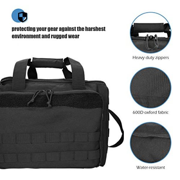 ProCase Pistol Case 5 ProCase Tactical Gun Range Bag for Handguns, Pistols and Ammo, Large Shooting Range Duffle Bags for Magazine Shooting Gear Accessories for Hunting Shooting Range Sport Competetion -Black