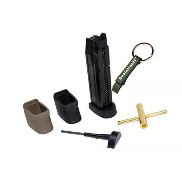 WE Airsoft Gun Magazine 1 WE 24rd Airsoft CO2 Magazine for S&W M&P/M&P Compact Series GBB Black -Mobile Ring Included
