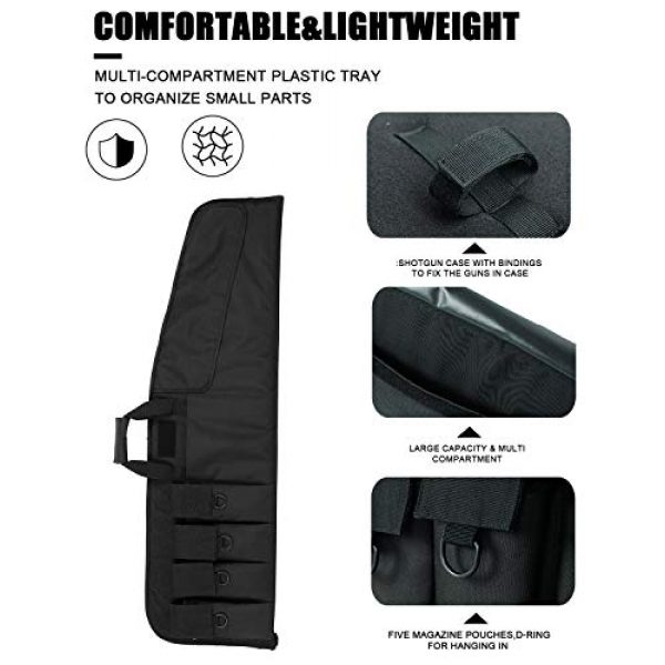 AUMTISC Rifle Case 3 AUMTISC Rifle Case Soft Shotgun Case for Tactical Ar15 Scoped Rifles with External Magazine Pockets Foam Padding Lockable Zipper Adjustable Shoulder 36" 42"