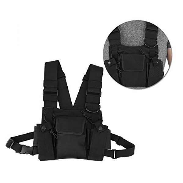 Hakeeta Airsoft Tactical Vest 6 Hakeeta Walkie-Talkie Chest Bag, Nylon Chest Front Pack,Chest Harness.Universal Adjustable Bag with Three-Ring Adjustment Strap System for Rescue, Police, Duty and Workshopps