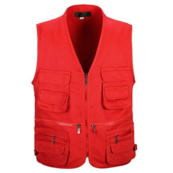 DAFREW Airsoft Tactical Vest 1 DAFREW Men's Vest Camera Vest Outdoor Leisure Fishing Vest Multi-Pocket Vest (Color : Red, Size : M)