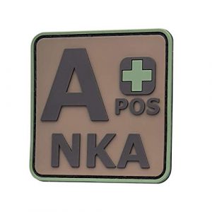 LEGEEON Airsoft Morale Patch 1 LEGEEON Multicam OCP APOS A+ NKA Blood Type No Known Allergies Morale PVC Rubber Touch Fastener Patch