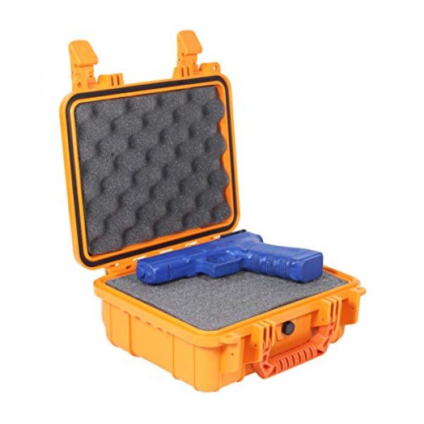 Condition 1 Pistol Case 3 Condition 1 Premium Dual Pistol Hard Case with Foam, Orange | 9" x 7" x 4" | Waterproof Case for Handgun and Mags | Pick and Pluck Foam | TSA Ready