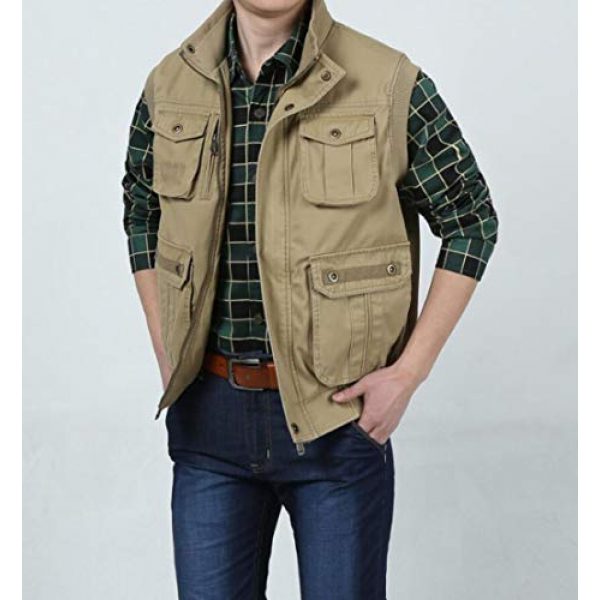DAFREW Airsoft Tactical Vest 1 DAFREW Men's Vest Outdoor Leisure Vest Cotton Sleeveless Jacket Autumn and Winter Warm Multi-Pocket Vest Vest (Color : Khaki, Size : XL)
