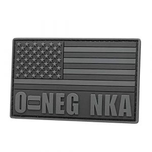 LEGEEON Airsoft Morale Patch 1 LEGEEON Blackout USA America Flag ONEG O- O NEG NKA Blood Type No Known Drug Allergies Tactical PVC Rubber Patch