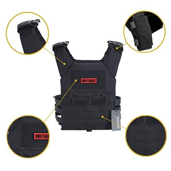 OneTigris Airsoft Tactical Vest 4 OneTigris Black Tactical Vest & Chest Rig Set
