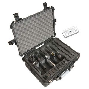 Case Club Pistol Case 1 Case Club 5 Pistol and (up to) 30 Magazine with Accessory Pocket Pre-Cut Heavy Duty Waterproof Case with Silica Gel Canister to Help Prevent Gun Rust (Upgraded Gen-2)