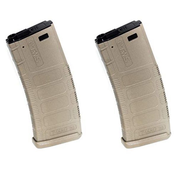 Airsoft Shopping Mall Airsoft Gun Magazine 1 Airsoft Shooting Gear King Arms 2pc 370rd TWS T-MAG Hi-Cap Magazine for Black Rain Ordnance M4 Tokyo Marui, CYMA, E&C, ARES, A&K, Echo1, JG, VFC, ICS, Classic Army, G&P, G&G M4 M16 AEG Dark Earth Tan