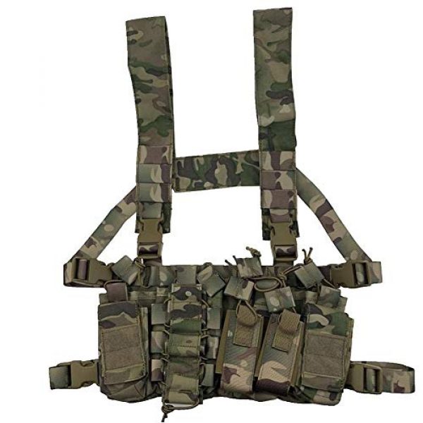 Shefure Airsoft Tactical Vest 4 Shefure Outdoor Hunting Vest Tactical MOLLE Triple Open-Top Mag Pouch Fast AK AR M4 FAMAS Mag Pouch with Shaped Suspender Shoulder Strap