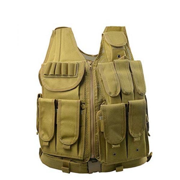 HHFC Airsoft Tactical Vest 1 HHFC Tactical Vest Military Airsoft Vest Adjustable Breathable Combat Training Vest for Outdoor Hunting, Fishing, Army Fans, Survival Game, Combat Training