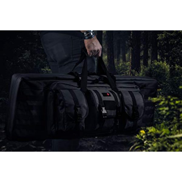 Tacticon Rifle Case 7 Double Rifle Bag | 2 Rifles + 2 Pistols Tuckable Backpack Straps | Combat Veteran Owned Company | Waterproof Padded Lockable Carbine or Long Gun Case