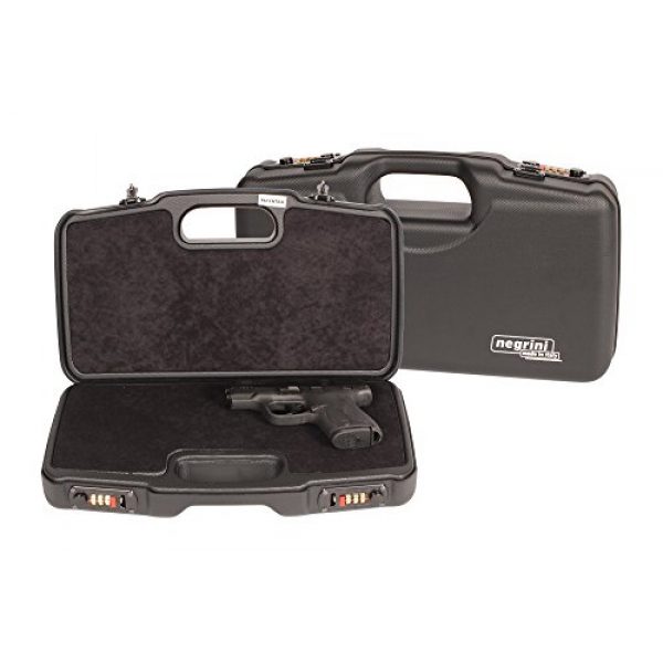 Negrini Cases Pistol Case 5 Negrini Cases 2018TS/4835 Compact Handgun Case for ABS 1 Gun W/Acc/Pluck-n-Pull Die Cut Foam, Black/Black