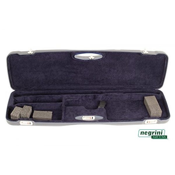 Negrini Cases Rifle Case 2 Negrini Cases 1654LR/5165 O/U Sporter Shotgun Case with Barrel Upright and Forend Off/Accessory Compartment and Luxury Interior, Blue/Blue