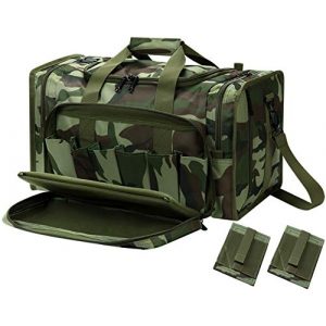 YumyKit Pistol Case 1 YumyKit Tactical Gun Range Bag Shooting Duffle Bags for Handguns Pistols with Lockable Zipper and Heavy Duty Antiskid Feet Travel Sport Duffle Bags
