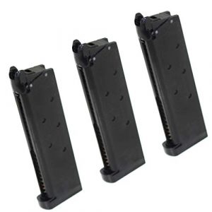 Generica Airsoft Gun Magazine 1 Generica Airsoft Spare Parts 3pcs 28rd Gas Mag Metal Magazine for M.E.U. M1911 GBB Pistol Black