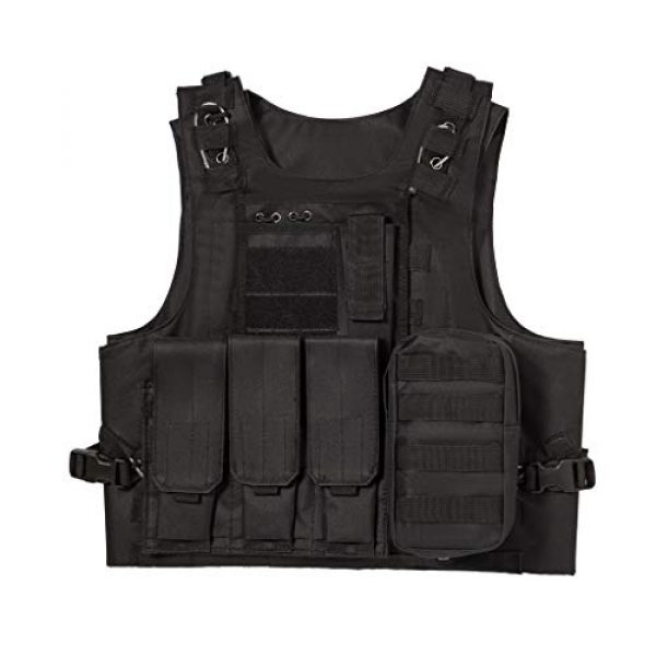 Jipemtra Airsoft Tactical Vest 1 Jipemtra Tactical MOLLE Airsoft Vest Adjustable Paintball Combat Training Vest Detachable (Black)