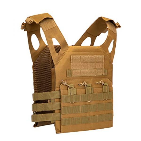 Jipemtra Airsoft Tactical Vest 1 Jipemtra Tactical Airsoft Vest for Kids Outdoor Molle Breathable JPC Vest Game Protective Vest Adjustable Modular Chest Set Vest CS Field Vest Training Vest (Tan #1)