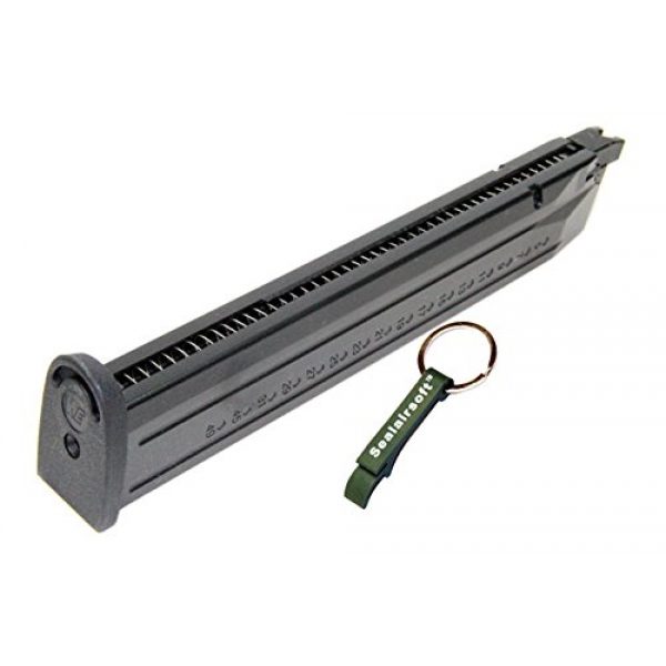 WE Airsoft Gun Magazine 1 WE 50rd Airsoft Gas Long Magazine For M&P / M&P Compact Series GBB Black -Mobile Ring Included