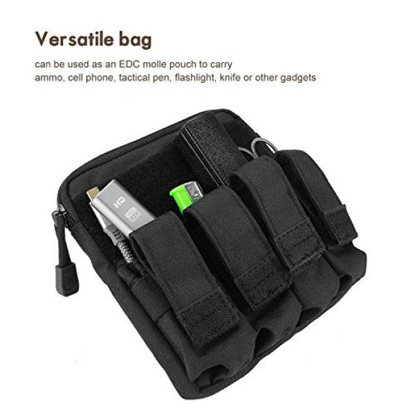 ProCase Pistol Case 5 ProCase Pistol Bag Ammo Accessories Pouch Bundle with Tactical Pistol Mag Pouch Submachine Gun Magazine Bag -Black