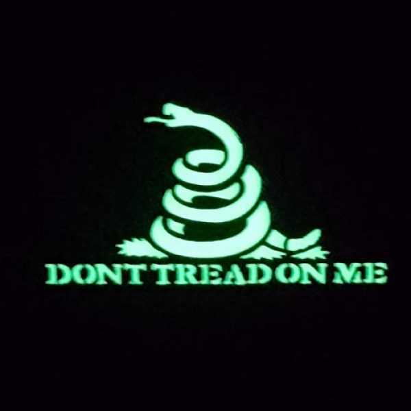 Tactical Freaky Airsoft Morale Patch 2 Tactical Freaky Glow Dark Gadsden Flag GITD America DTOM Dont Tread On Me Snake Morale Patch