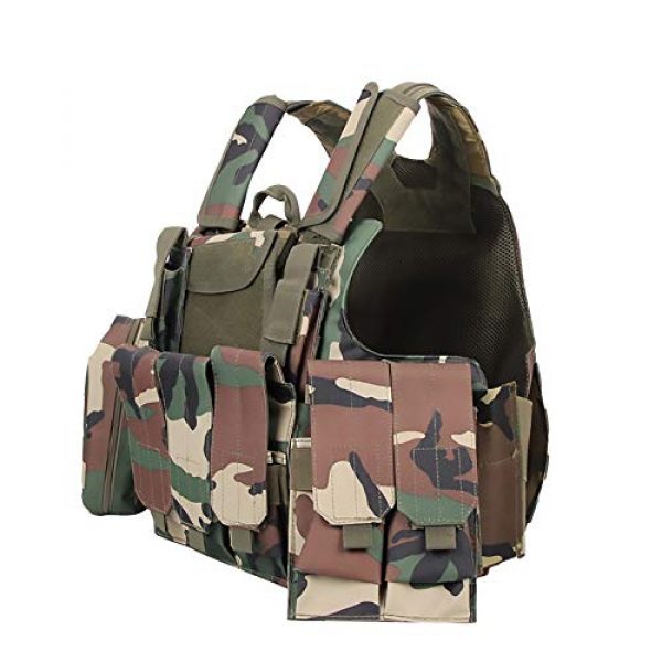 WEQ Airsoft Tactical Vest 1 WEQ Tactical Molle Airsoft Vest Paintball Combat Training Vest Adjustable (Color : Natural)