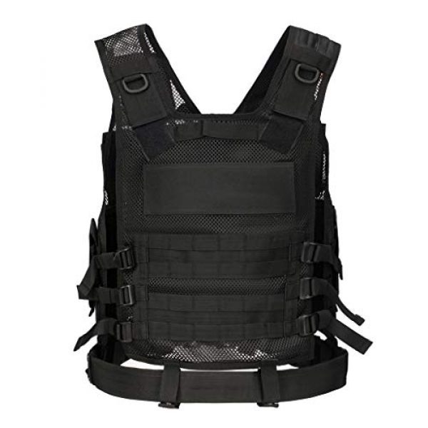 Jipemtra Airsoft Tactical Vest 2 Jipemtra Tactical MOLLE Airsoft Vest Adjustable Paintball Combat Training Vest Detachable for Hunting Mountaineering Outdoors (Black)