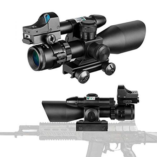 Robin Hunting Rifle Scope 3 Robin Hunting Tactical 2.5-10x40 Rifle Scope Combo with Mini Holographic Red Dot Sight and Weaver Picatinny Rail Mount Adapter