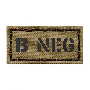 Tactical Freaky Airsoft Morale Patch 1 IR Mini 1x2 Coyote Tan B- BNEG Blood Type Infrared Tactical Morale Touch Fastener Patch