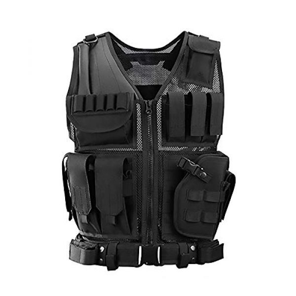 WEQ Airsoft Tactical Vest 1 WEQ Tactical Vest Modular Charge Vest Police Vest Law Enforcement Vest Adjustable Breathable Combat Training Vest