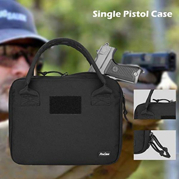 ProCase Pistol Case 7 ProCase Single Pistol Case, Tactical Handgun Range Bag Firearm Transportation Case with Comfortable Carrying Handles and Heavy Duty Lockable Zippers -Black