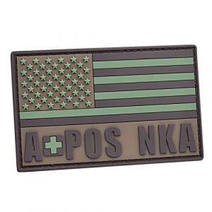 LEGEEON Airsoft Morale Patch 1 LEGEEON Multicam USA America Flag APOS A+ A POS Blood Type NKA No Known Drug Allergies Tactical PVC Rubber Patch