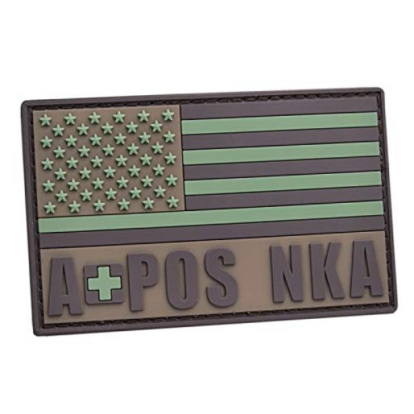 LEGEEON Airsoft Morale Patch 1 LEGEEON Multicam USA America Flag APOS A+ A POS Blood Type NKA No Known Drug Allergies Tactical PVC Rubber Patch