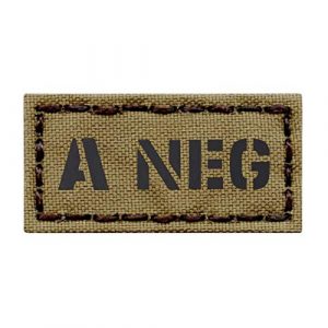 Tactical Freaky Airsoft Morale Patch 1 IR Mini 1x2 Coyote Tan A- ANEG Blood Type Infrared Tactical Morale Touch Fastener Patch