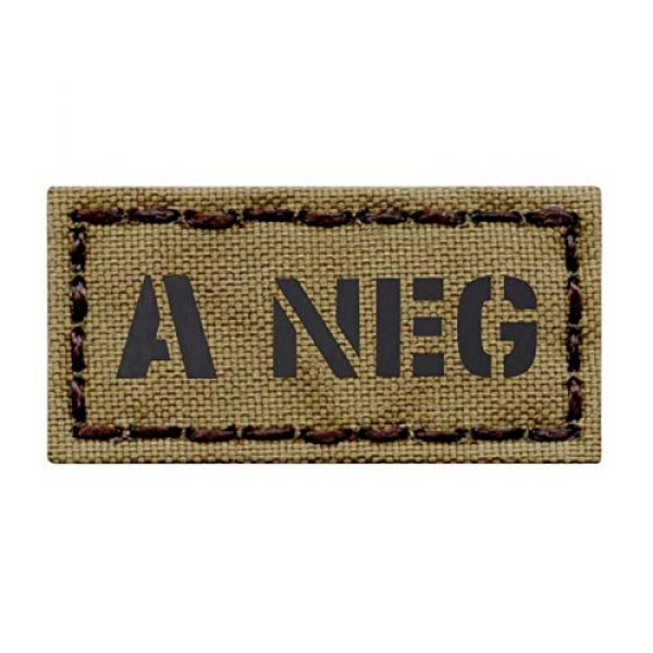 Tactical Freaky Airsoft Morale Patch 1 IR Mini 1x2 Coyote Tan A- ANEG Blood Type Infrared Tactical Morale Touch Fastener Patch