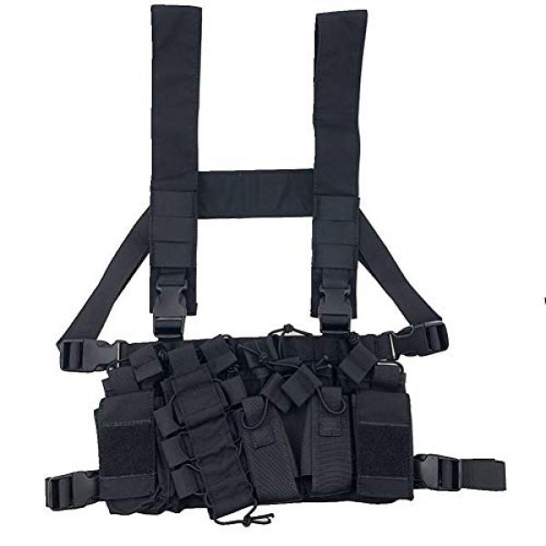 Shefure Airsoft Tactical Vest 6 Shefure Outdoor Hunting Vest Tactical MOLLE Triple Open-Top Mag Pouch Fast AK AR M4 FAMAS Mag Pouch with Shaped Suspender Shoulder Strap