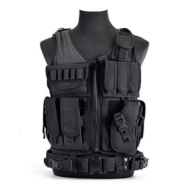 Moontie Airsoft Tactical Vest 2 Moontie Tactical Vest, Multi-Pocket SWAT Army CS Hunting Vest Camping Hiking Accessories Outdoor Hunting Hiking Camping Equipment