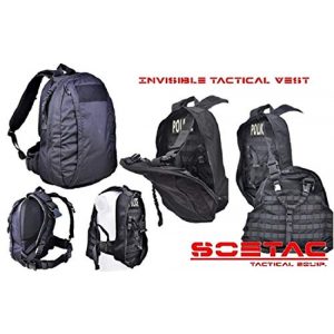 SOETAC Tactical Backpack 1 Cordura Molle System Bag Carrier Combat Army Gear Quick Release Military Invisible Tactical Vest Backpack (Black)